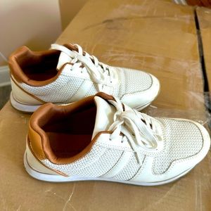 Beige and tan banana republic sneakers